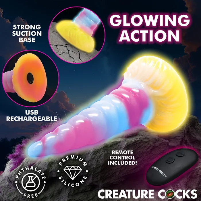 Female Sex Toys Creature Cocks Unicorn GlowintheDark Vibrating Silicone Dildo