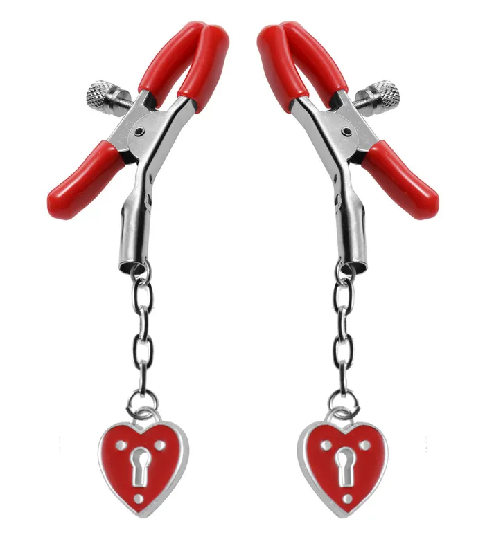 Female Sex Toys XR Brands Master Series Charmed Heart Padlock Nipple Clamps Female Sex Toys XR Brands Master Series Charmed Heart Padlock Nipple Clamps
