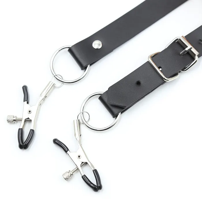LAZADASEXTOYS Couples Bdsm Bondage Wrap Around Thigh Spread Labia Spreader Straps With Clit ClampsHumiliation Play Nipple Clamps Roleplay BDSM Toys