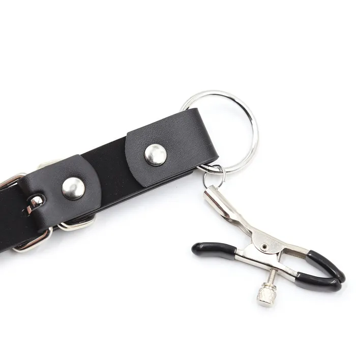 LAZADASEXTOYS Couples Bdsm Bondage Wrap Around Thigh Spread Labia Spreader Straps With Clit ClampsHumiliation Play Nipple Clamps Roleplay BDSM Toys