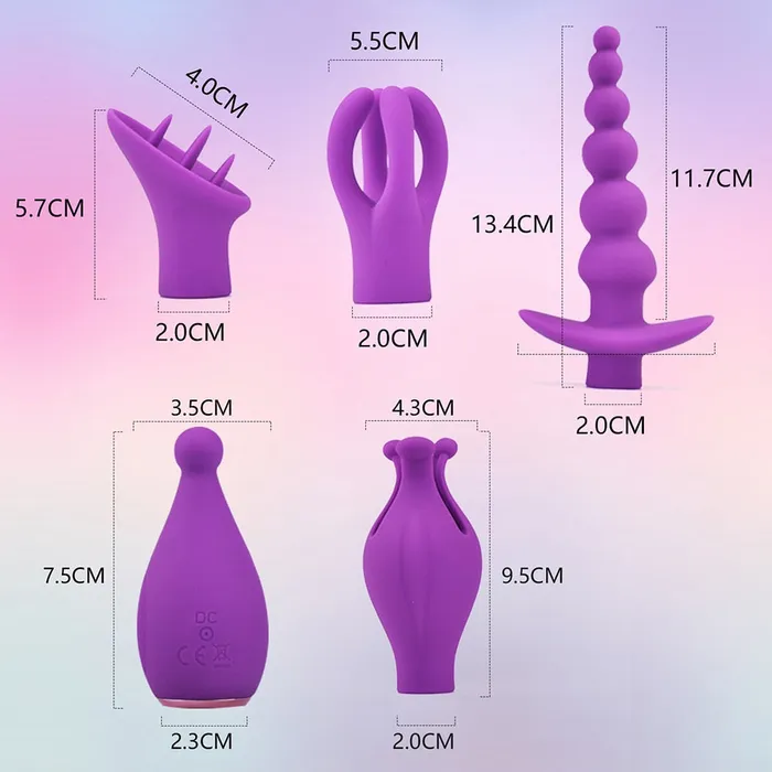 LAZADASEXTOYS Female Sex Toys 5 in 1 G spot Dildo Vibrator Sex Toys for Woman Adult Nipple Clitoris Stimulator Anal Butt Plug Tongue Oral Sex Masturbators Cup