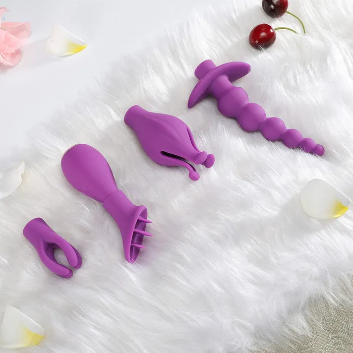 LAZADASEXTOYS Female Sex Toys 5 in 1 G spot Dildo Vibrator Sex Toys for Woman Adult Nipple Clitoris Stimulator Anal Butt Plug Tongue Oral Sex Masturbators Cup