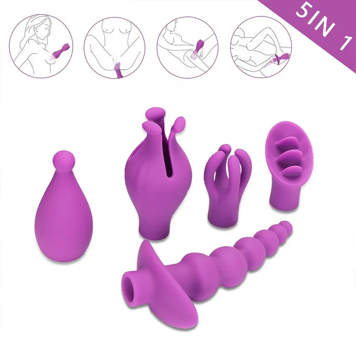 LAZADASEXTOYS Female Sex Toys 5 in 1 G spot Dildo Vibrator Sex Toys for Woman Adult Nipple Clitoris Stimulator Anal Butt Plug Tongue Oral Sex Masturbators Cup