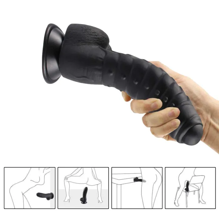 Lovegasm Anal Black Suction Cup Silicone Beaded Dinosaur Plug 6 Huge Big BBC