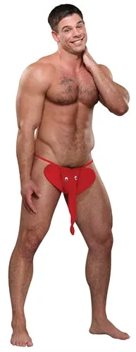 Male Power Vibrators Squeaker Elephant GString One Size Red