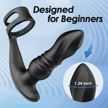 Male Sex Toys AcmeJoy THORY Thrusting Prostate Massager with Double Cock Rings