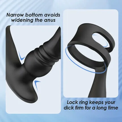 Male Sex Toys AcmeJoy THORY Thrusting Prostate Massager with Double Cock Rings