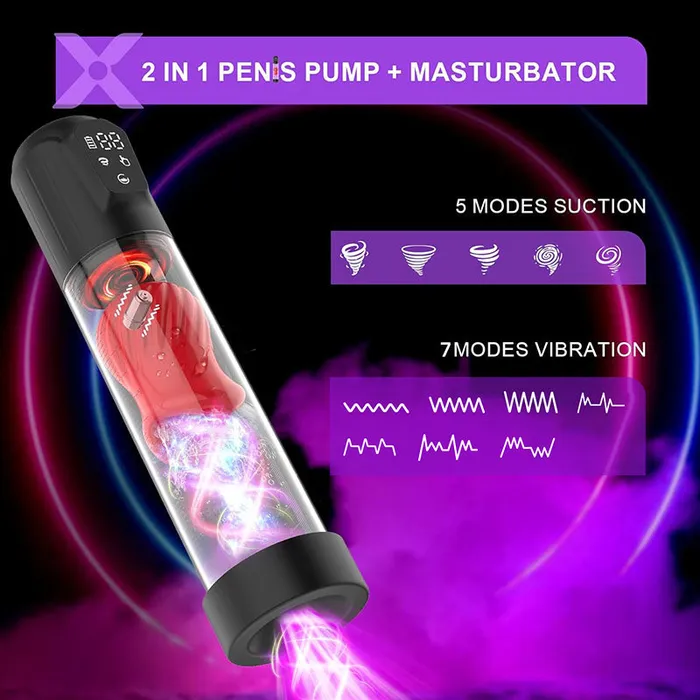 Male Sex Toys Alexander 7 Vibrating 5 Sucking Penis Pump Vacuum Suction Male Penis Extender Acmejoy