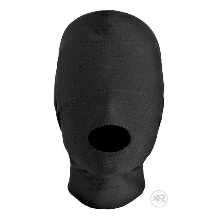 Male Sex Toys Disguise Open Mouth Hood with Padded Blindfold Master Series