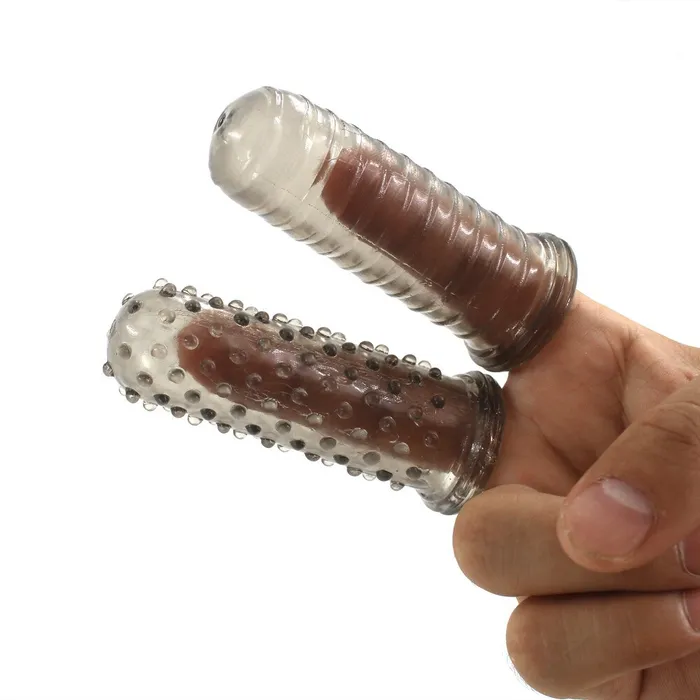 Male Sex Toys LAZADASEXTOYS Finger Penis Sleeve Condom For Woman Vagina ClitStimulation Reusable Condoms For Sex Penis Extender Sex Toys for Man