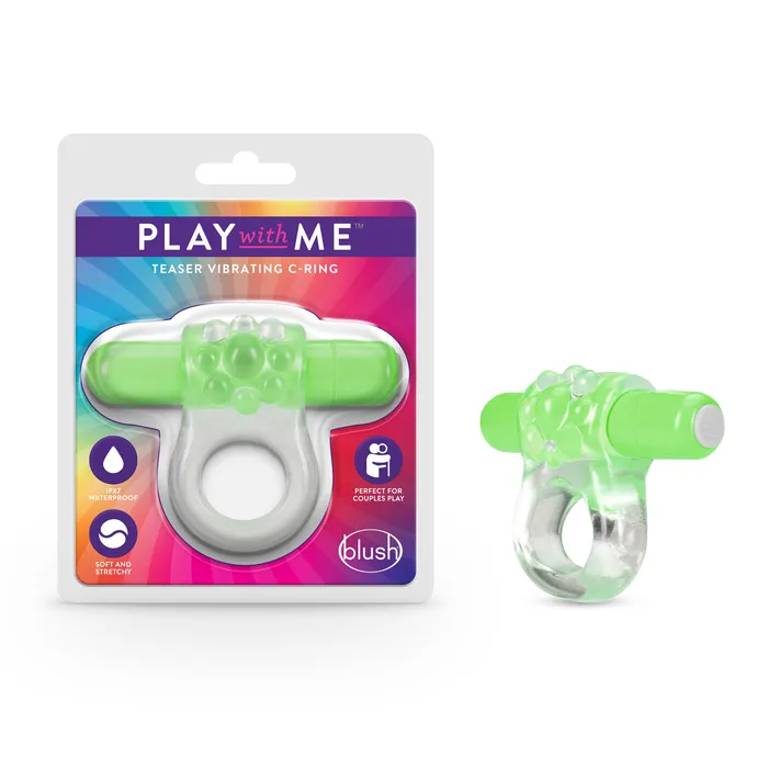 Play With Me Teaser Vibrating CRing Green Blush Couples