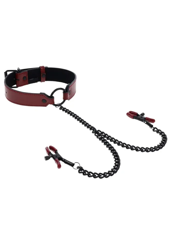 Saffron Collar With Nipple Clamps Blackred Sportsheets Anal