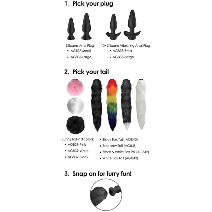 Small Anal Plug with Interchangeable Bunny Tail Tailz Male Sex Toys