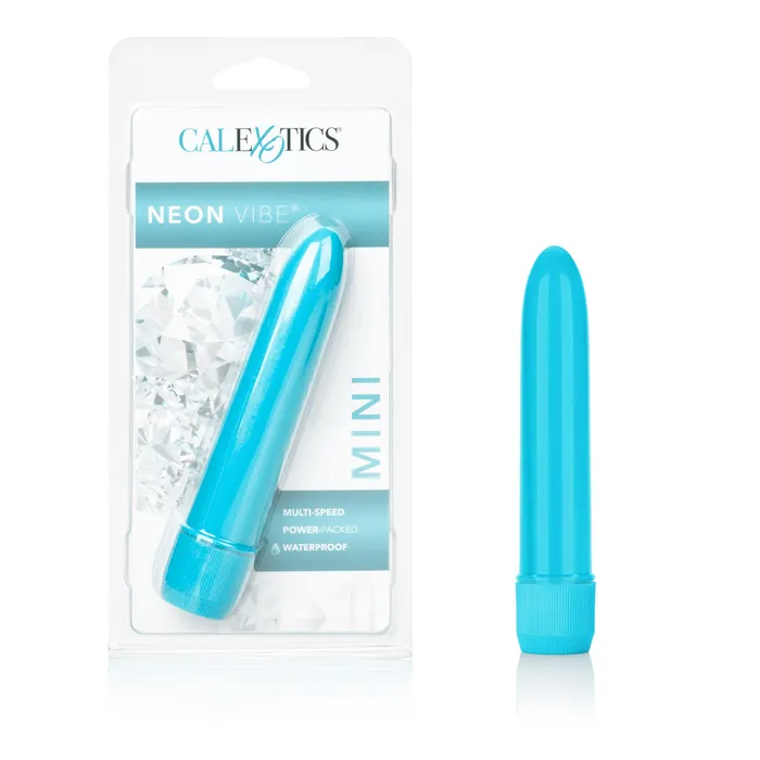 Vibrators CalExotics Mini Neon MultiSpeed Vibe 45 Inches Blue