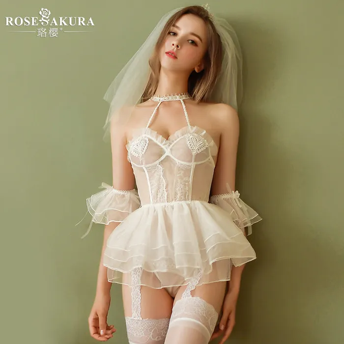 Vibrators LAZADASEXTOYS Femmes Sexy dentelle nuisette Lingerie Sexy chaude rotique mariage Lingerie blanc dentelle robe de marie Cosplay Costume Sexy Porno sousvtements