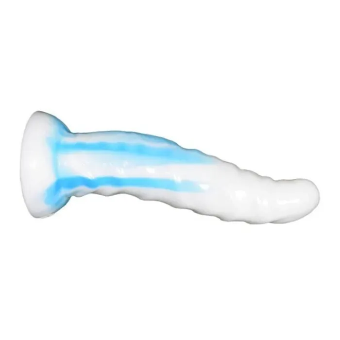 White Blue Curved Dildo Cool Wide Chubby Dragon Snake Themed Predator Lovegasm Dildos